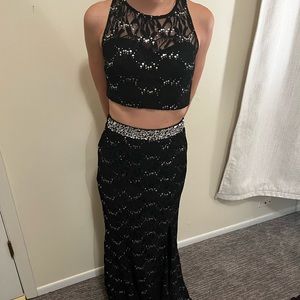 Black and sequin two piece prom/formal dress
